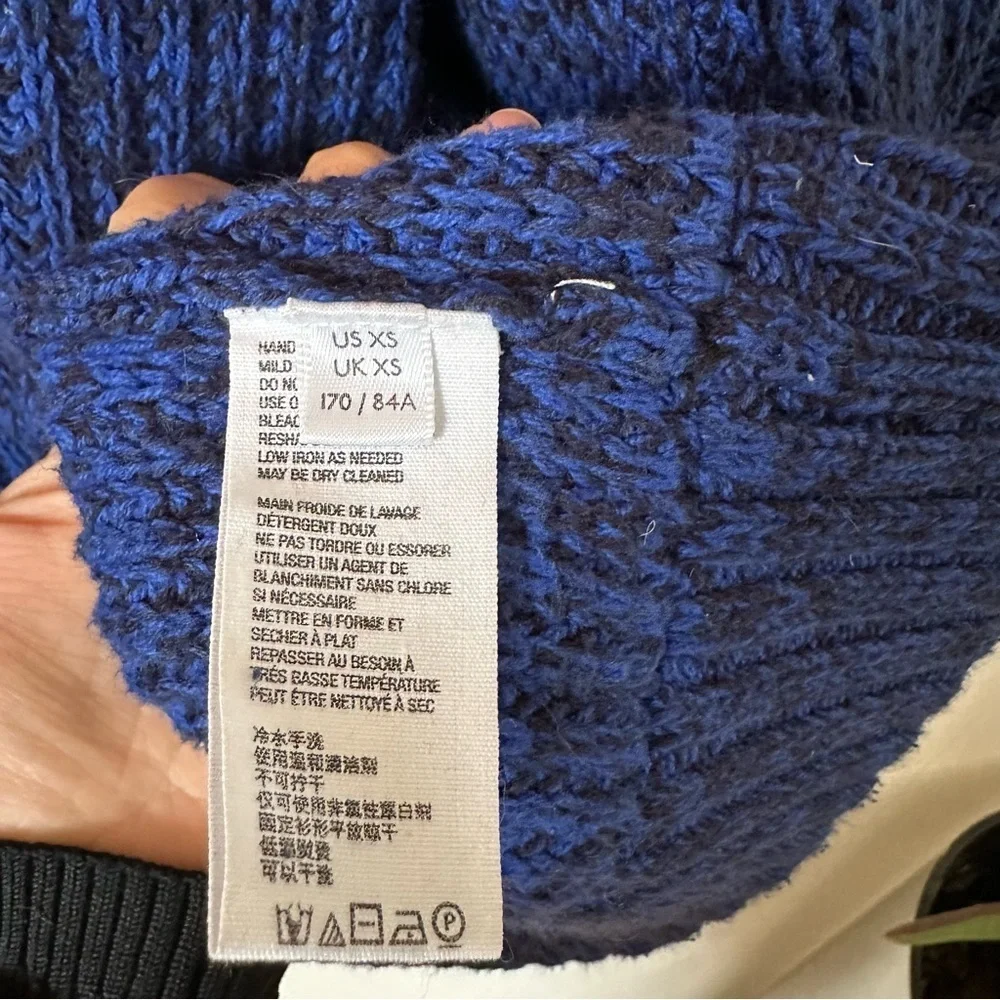 Free People High Hopes Oversized Cardigan Blue Chunky Open Front Size XS